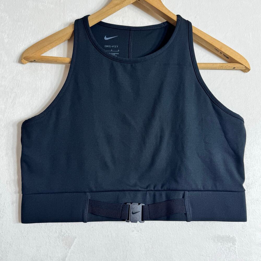 Nike Dri-FIT Sports Bra Crop Tank Buckle Black Women’s Large Gym Athleisure
